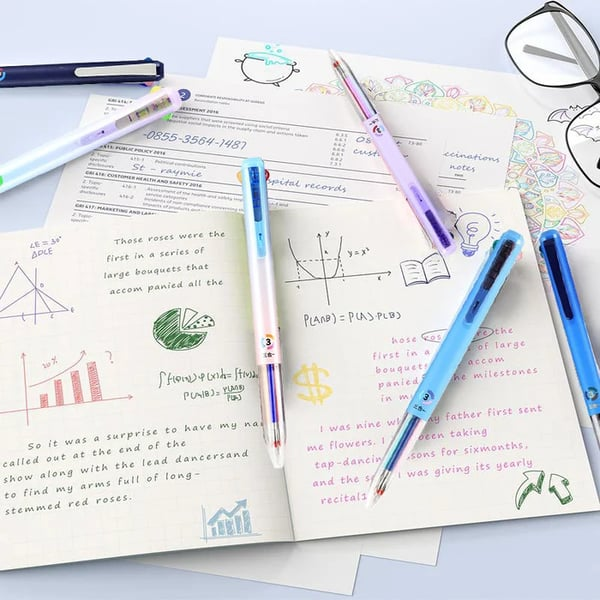 6 PCS Multicolor Pen, 4-in-1 18 Colors